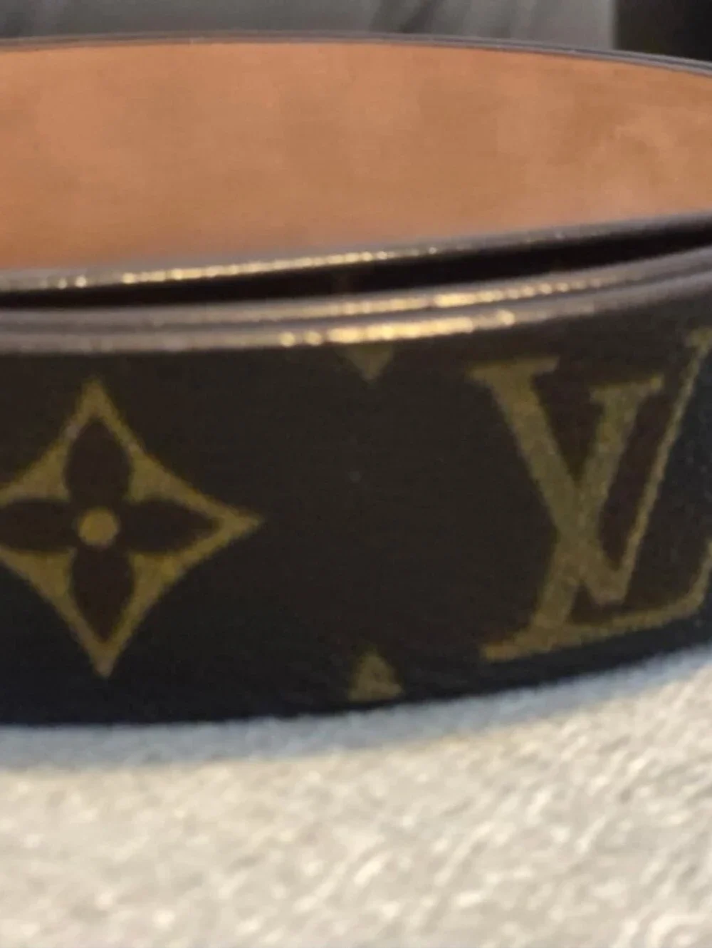 Louis Vuitton Brown Monogram Canvas Belt with Gold Plate Buckle-Size 85 cm